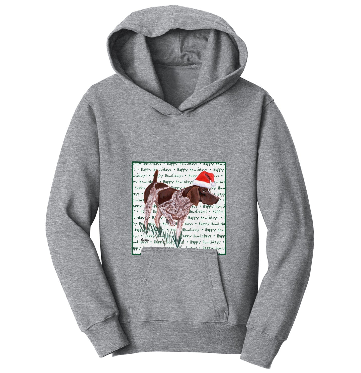 German Shorthaired Pointer Happy Howlidays Text - Kids' Unisex Hoodie Sweatshirt
