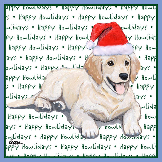 Golden Retriever Puppy Happy Howlidays Text - Women's Tri-Blend T-Shirt