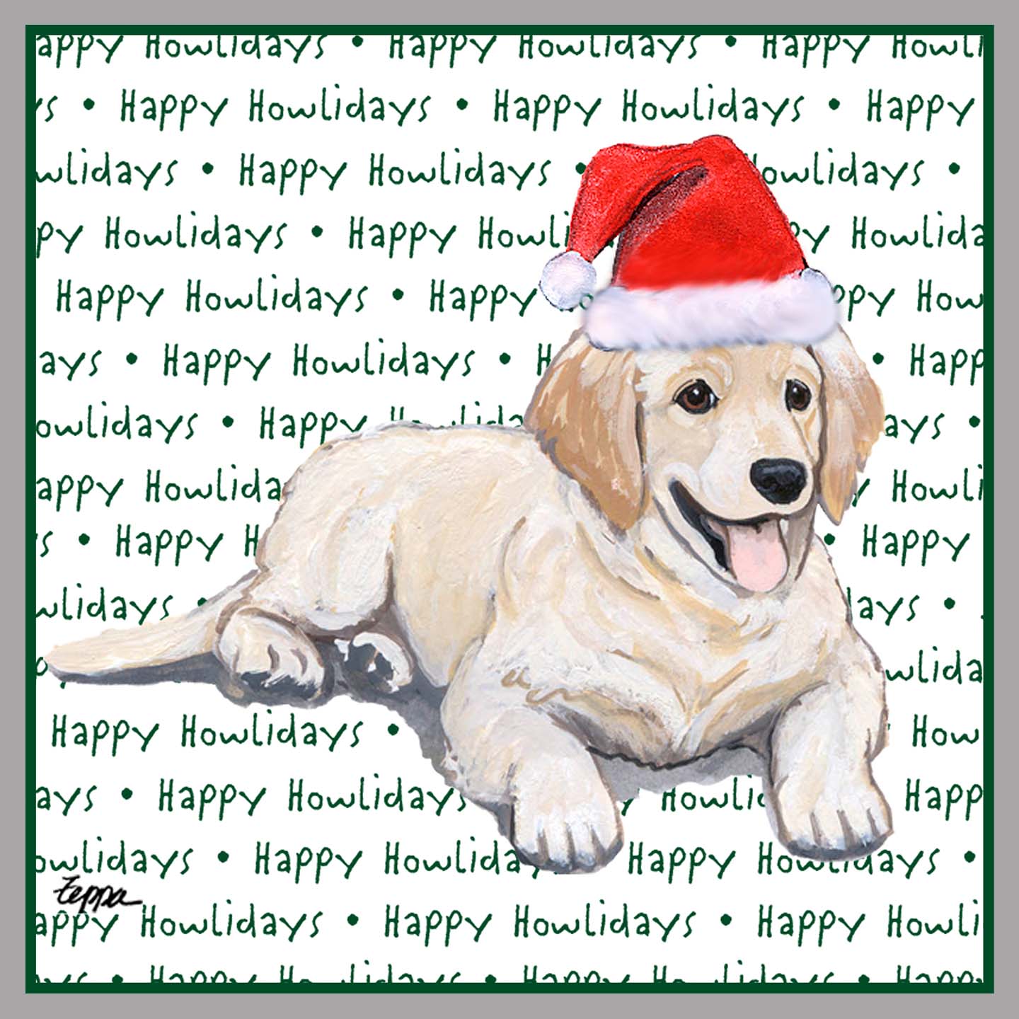 Golden Retriever Puppy Happy Howlidays Text - Women's V-Neck Long Sleeve T-Shirt