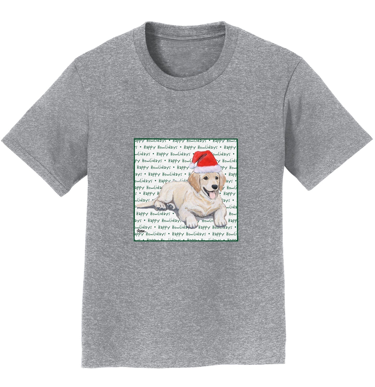 Golden Retriever Puppy Happy Howlidays Text - Kids' Unisex T-Shirt