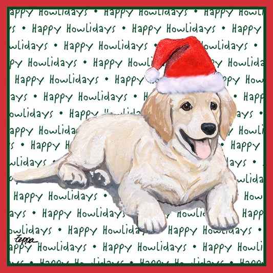 Golden Retriever Puppy Happy Howlidays Text - Kids' Unisex T-Shirt