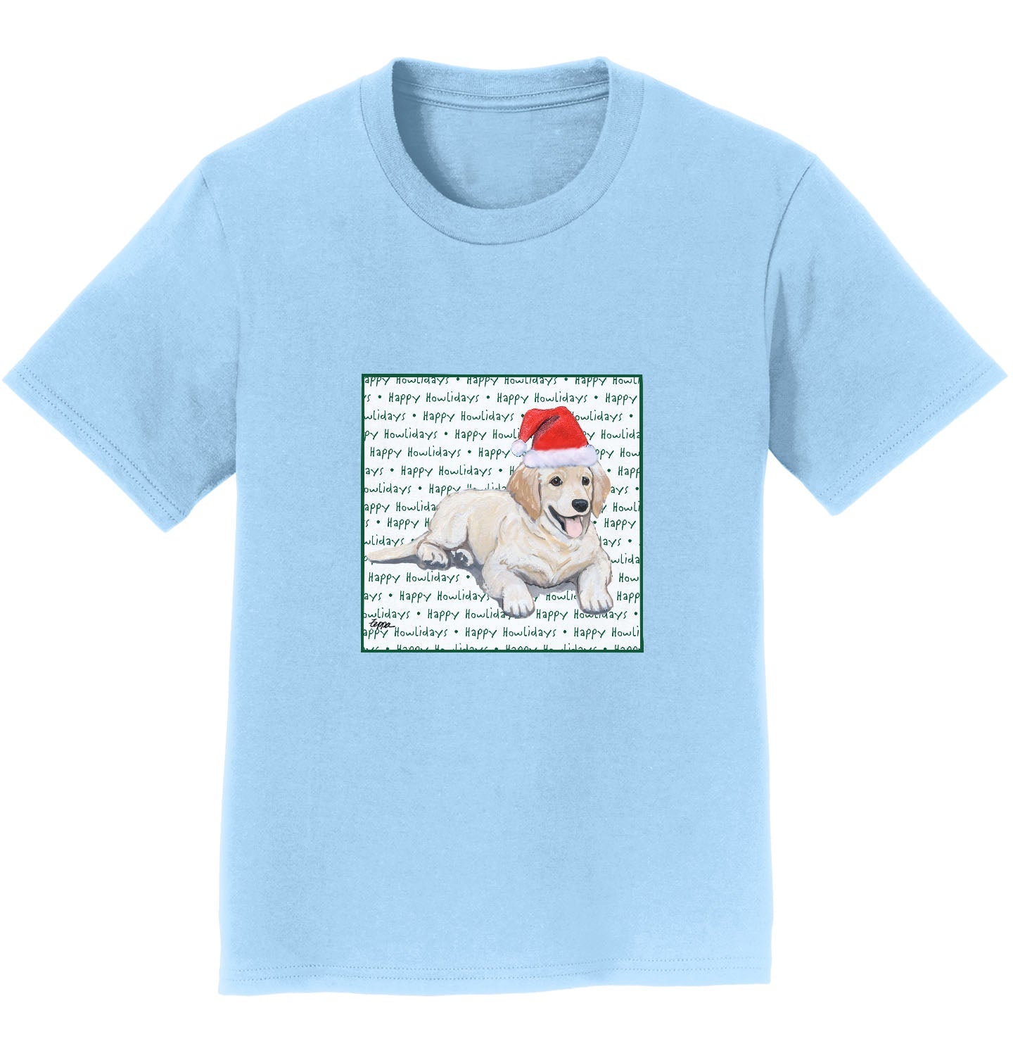 Golden Retriever Puppy Happy Howlidays Text - Kids' Unisex T-Shirt