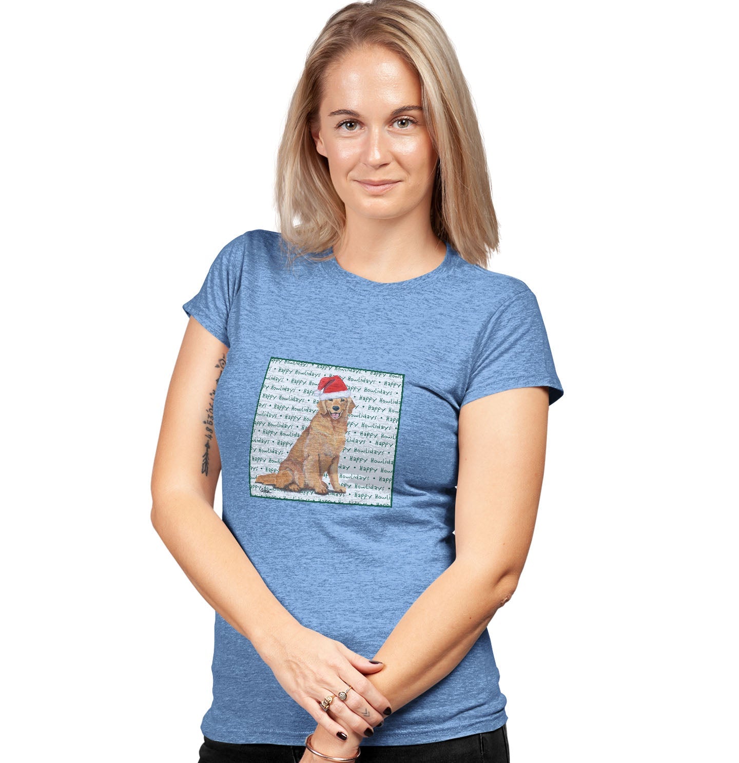 Golden Retriever Happy Howlidays Text - Women's Tri-Blend T-Shirt