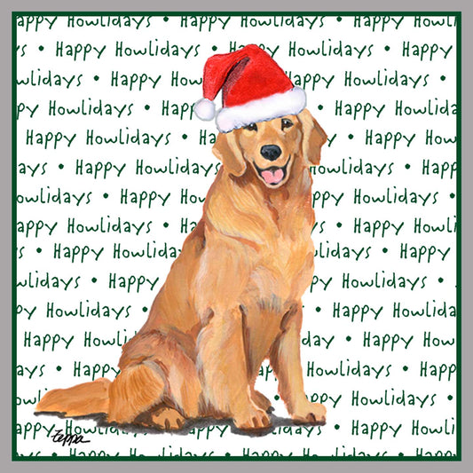 Golden Retriever Happy Howlidays Text - Women's V-Neck Long Sleeve T-Shirt