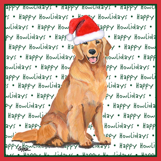 Golden Retriever Happy Howlidays Text - Adult Unisex T-Shirt