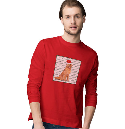 Golden Retriever Happy Howlidays Text - Adult Unisex Long Sleeve T-Shirt