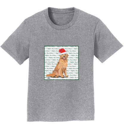 Golden Retriever Happy Howlidays Text - Kids' Unisex T-Shirt