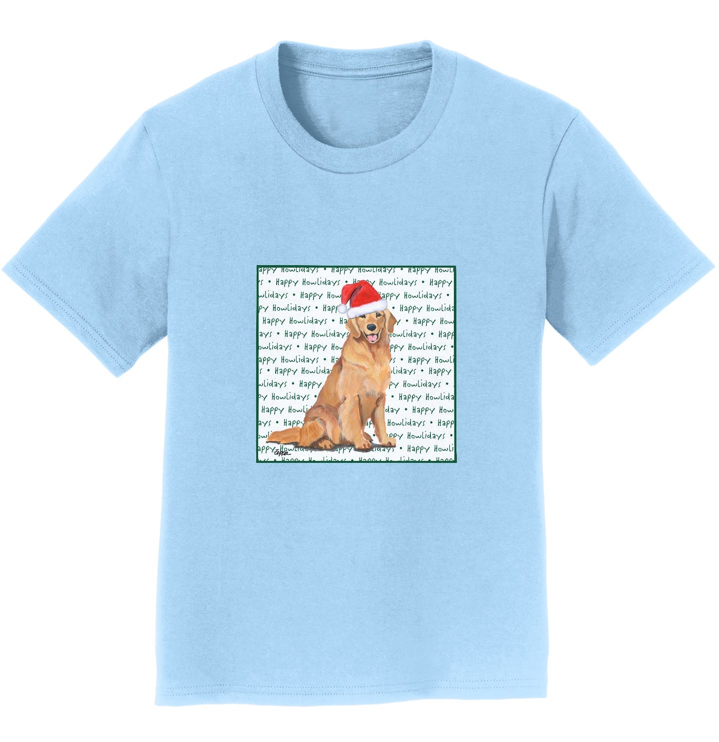 Golden Retriever Happy Howlidays Text - Kids' Unisex T-Shirt