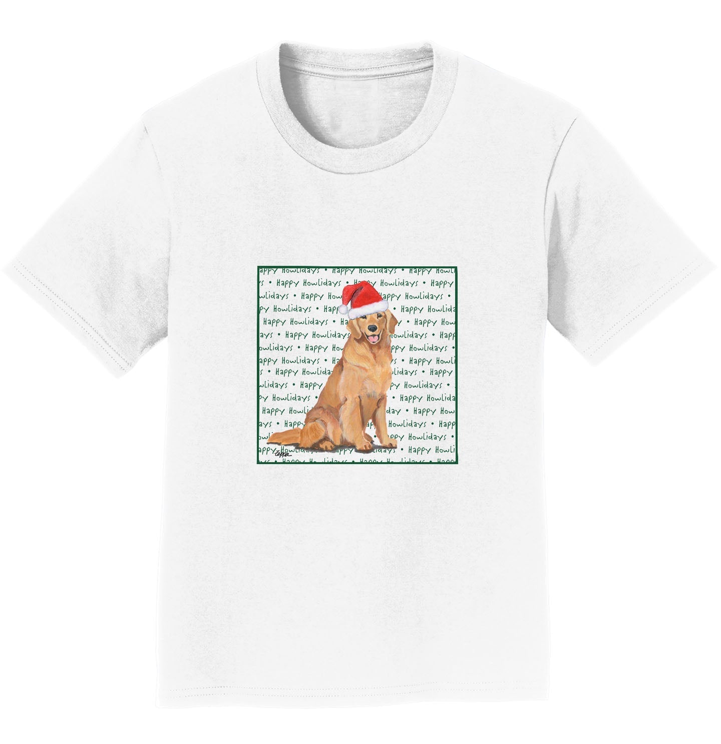 Golden Retriever Happy Howlidays Text - Kids' Unisex T-Shirt