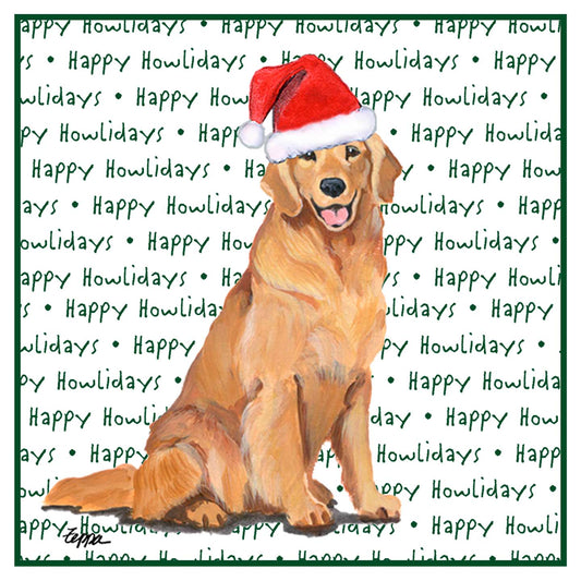 Golden Retriever Happy Howlidays Text - Adult Unisex Hoodie Sweatshirt