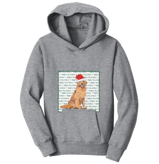 Golden Retriever Happy Howlidays Text - Kids' Unisex Hoodie Sweatshirt