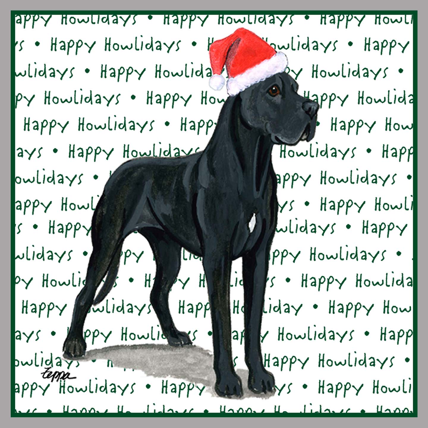 Great Dane Happy Howlidays Text - Women's V-Neck Long Sleeve T-Shirt