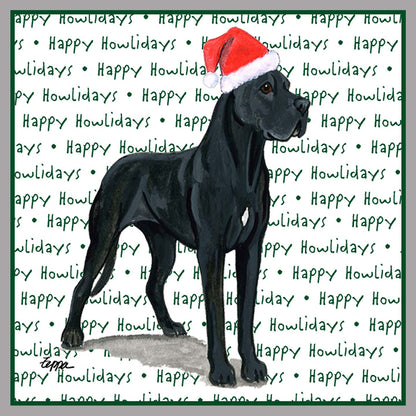 Great Dane Happy Howlidays Text - Women's V-Neck Long Sleeve T-Shirt