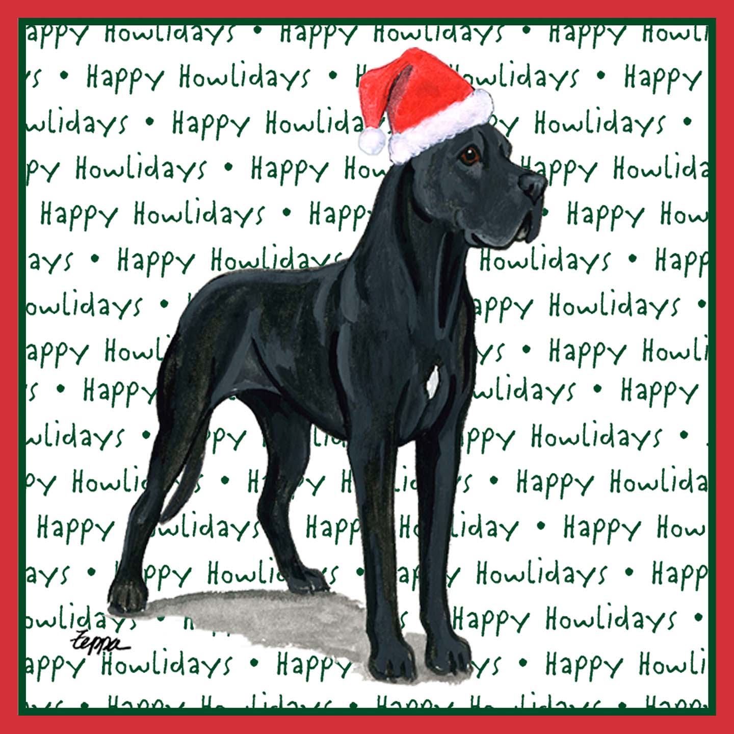 Great Dane Happy Howlidays Text - Adult Unisex T-Shirt