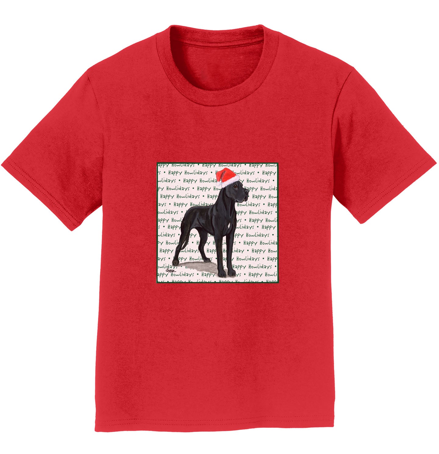 Great Dane Happy Howlidays Text - Kids' Unisex T-Shirt