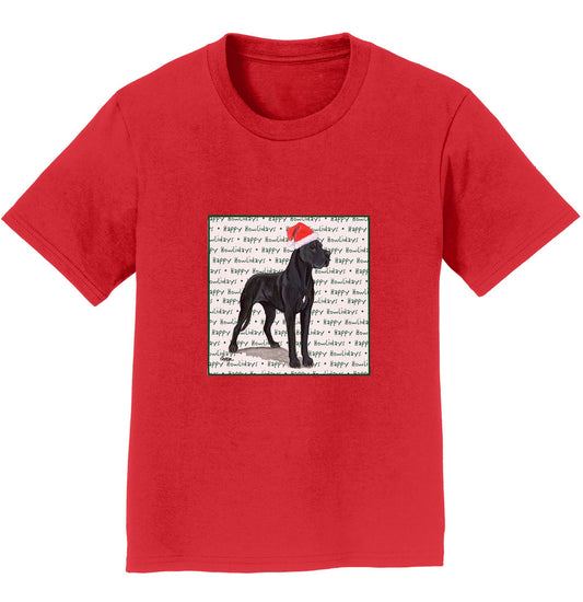 Great Dane Happy Howlidays Text - Kids' Unisex T-Shirt