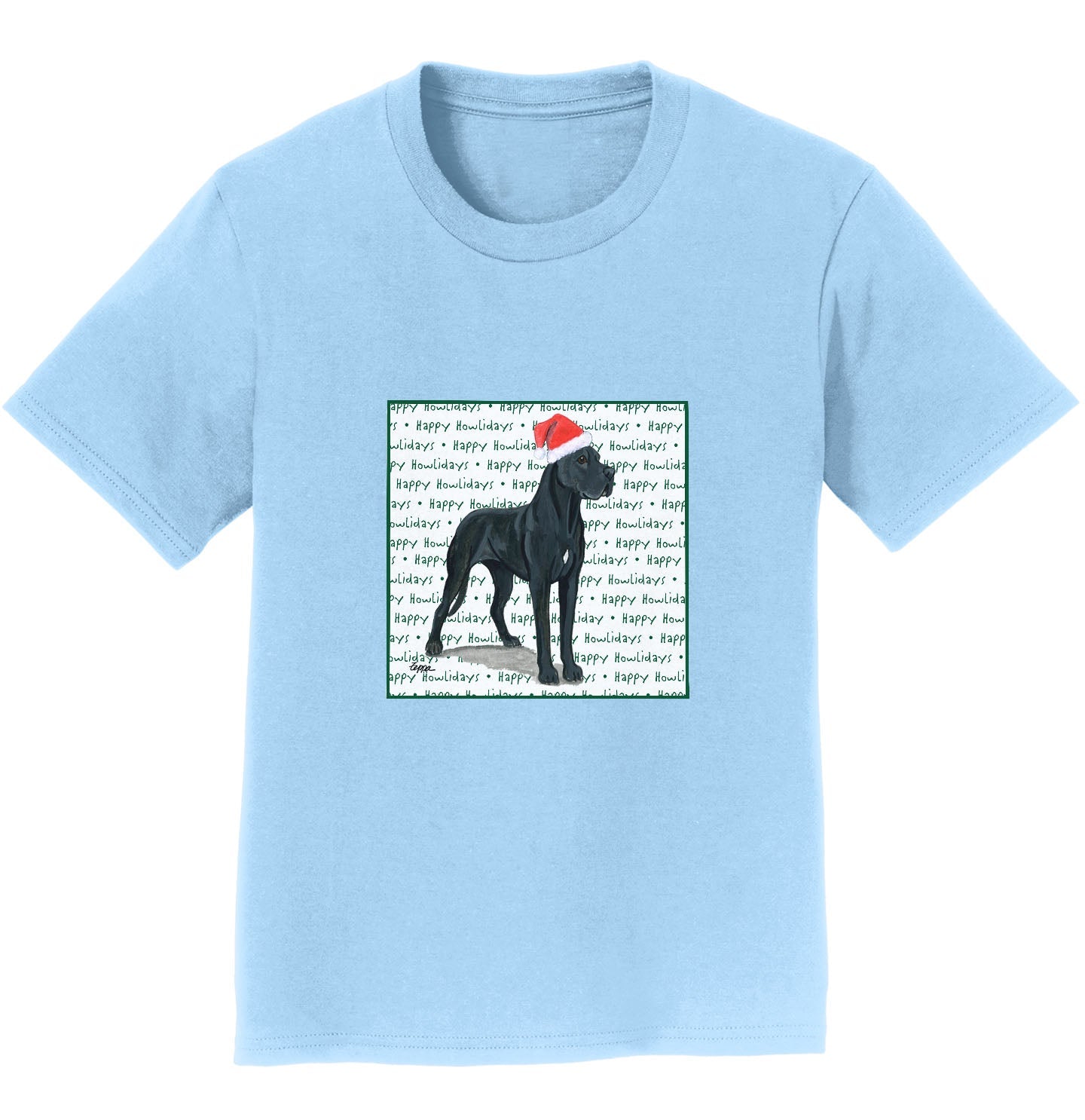 Great Dane Happy Howlidays Text - Kids' Unisex T-Shirt