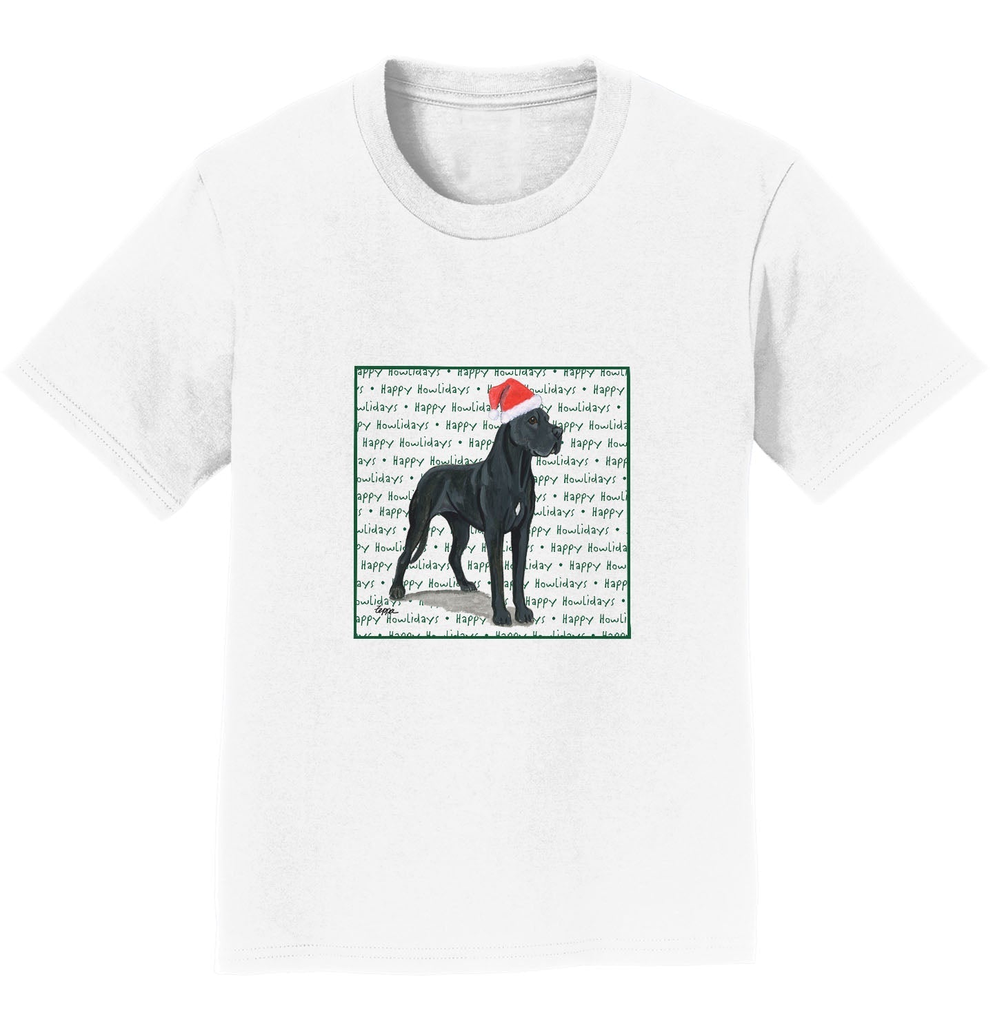 Great Dane Happy Howlidays Text - Kids' Unisex T-Shirt