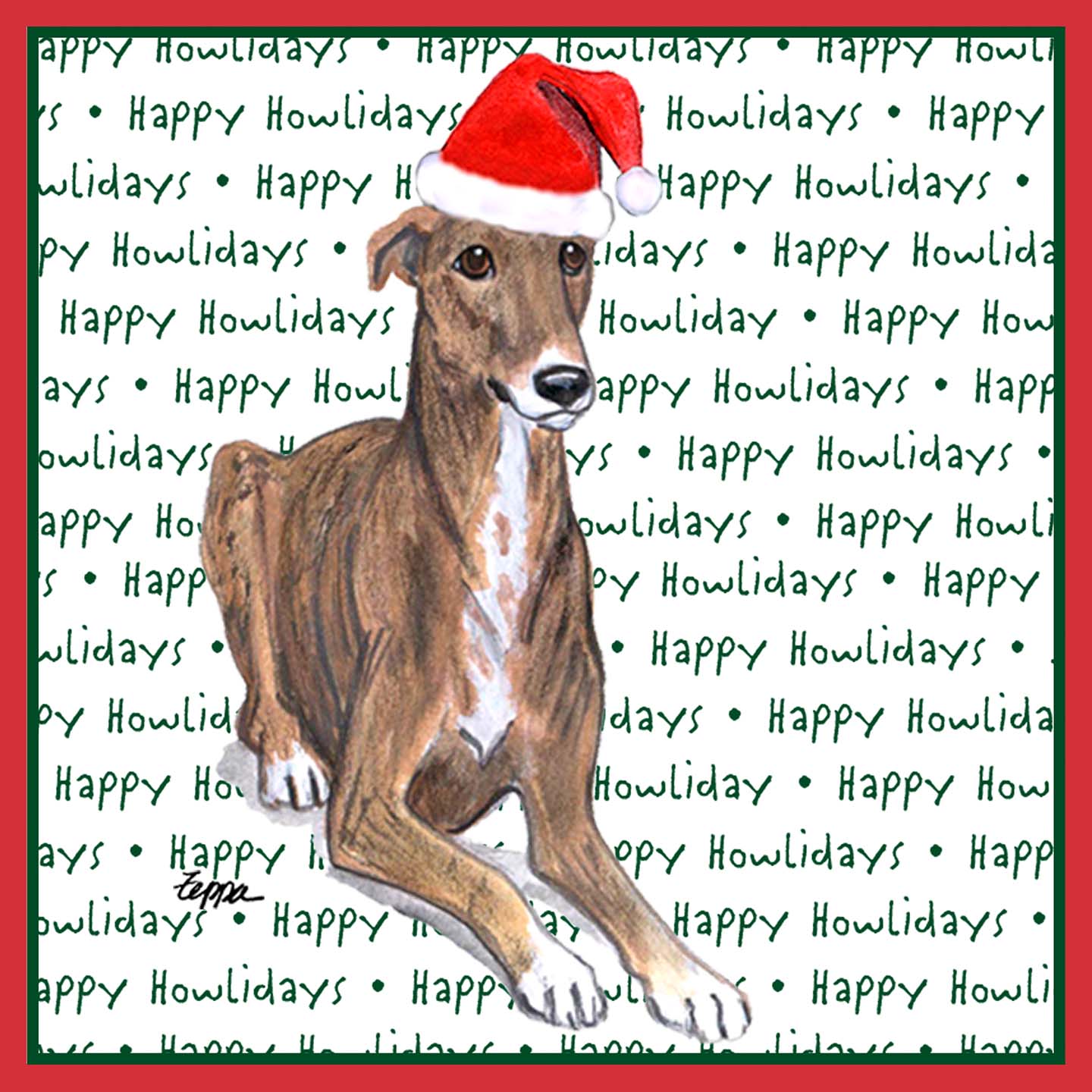 Greyhound Happy Howlidays Text - Adult Unisex T-Shirt