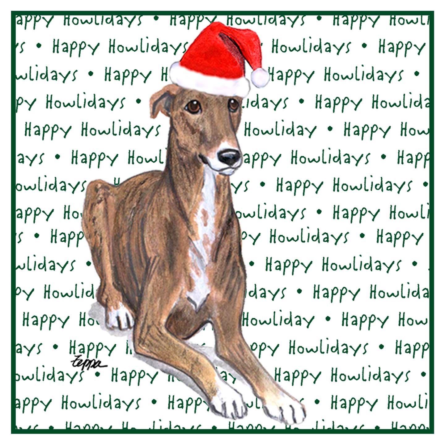 Greyhound Happy Howlidays Text - Adult Unisex Hoodie Sweatshirt