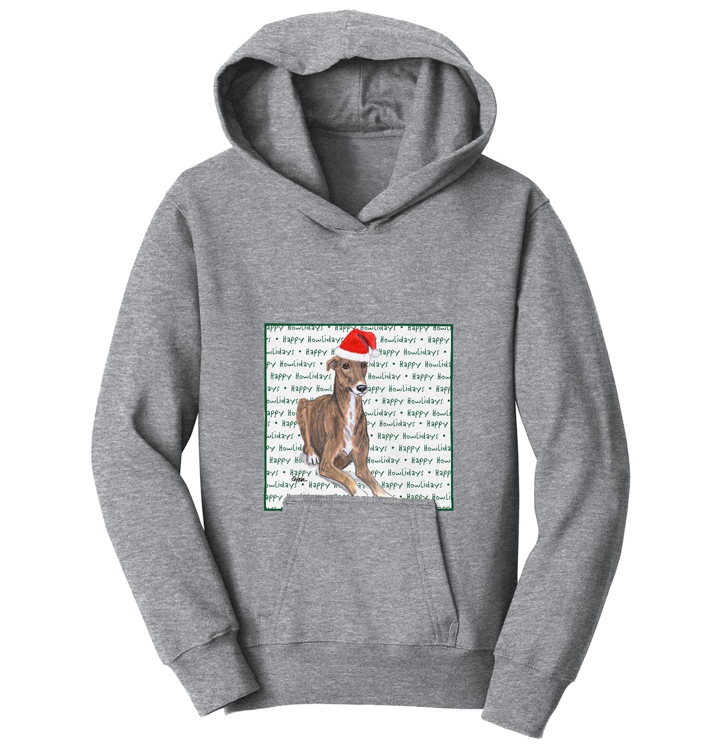 Greyhound Happy Howlidays Text - Kids' Unisex Hoodie Sweatshirt