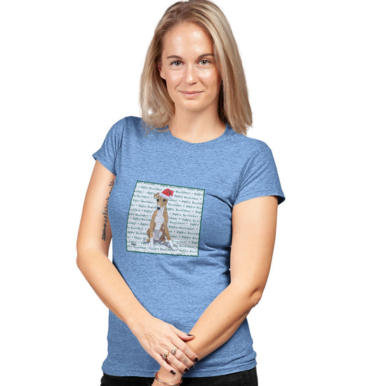 Greyhound Puppy Happy Howlidays Text - Women's Tri-Blend T-Shirt