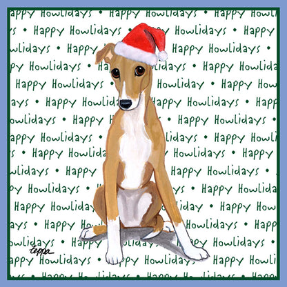 Greyhound Puppy Happy Howlidays Text - Women's Tri-Blend T-Shirt