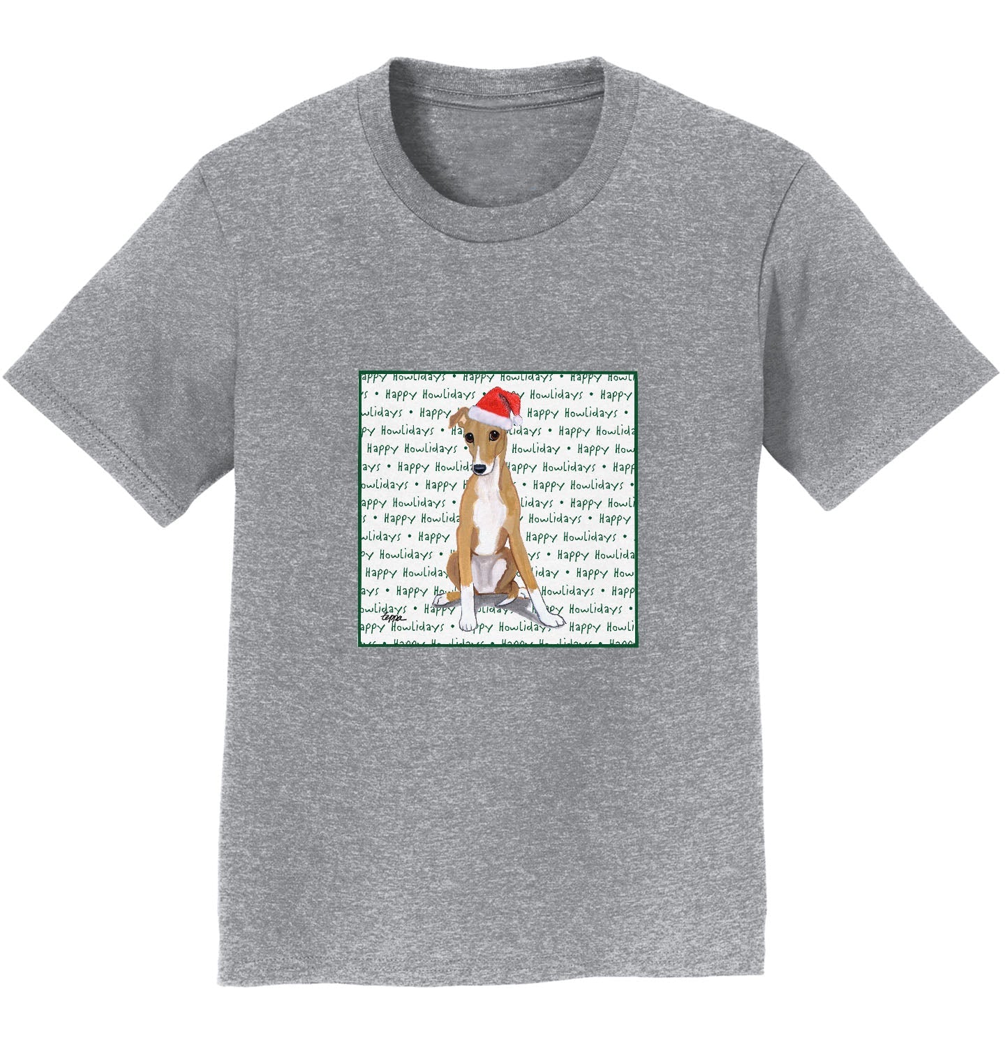Greyhound Puppy Happy Howlidays Text - Kids' Unisex T-Shirt