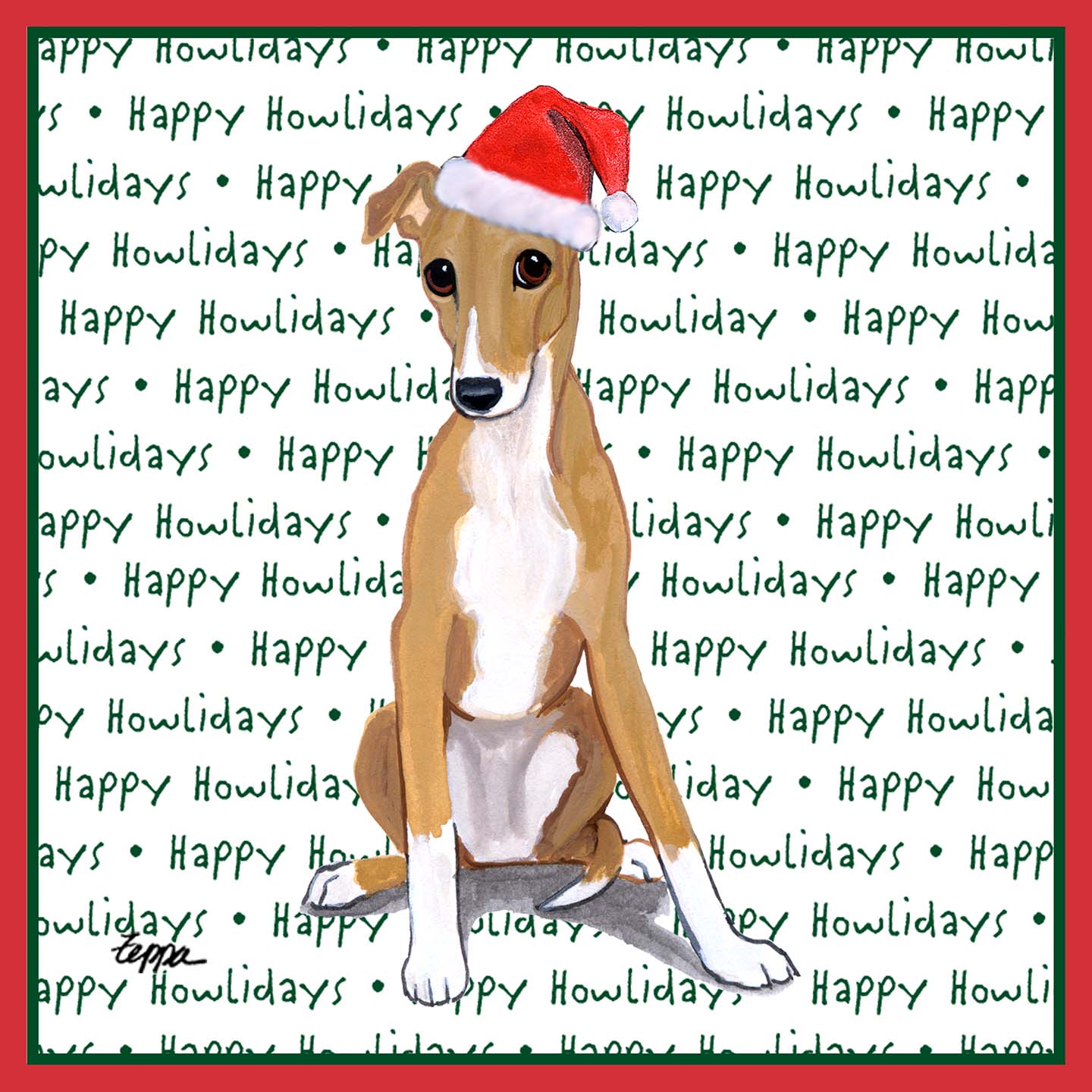 Greyhound Puppy Happy Howlidays Text - Kids' Unisex T-Shirt