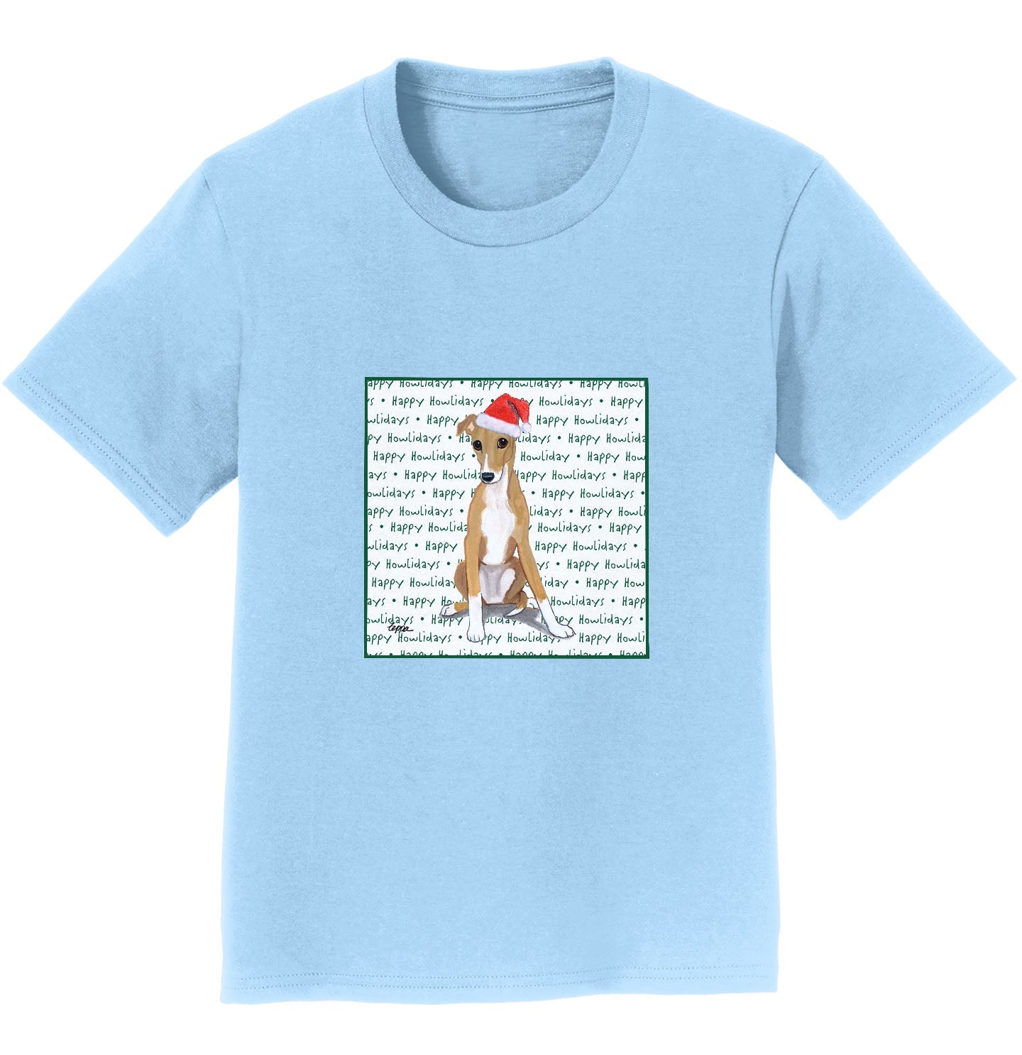 Greyhound Puppy Happy Howlidays Text - Kids' Unisex T-Shirt