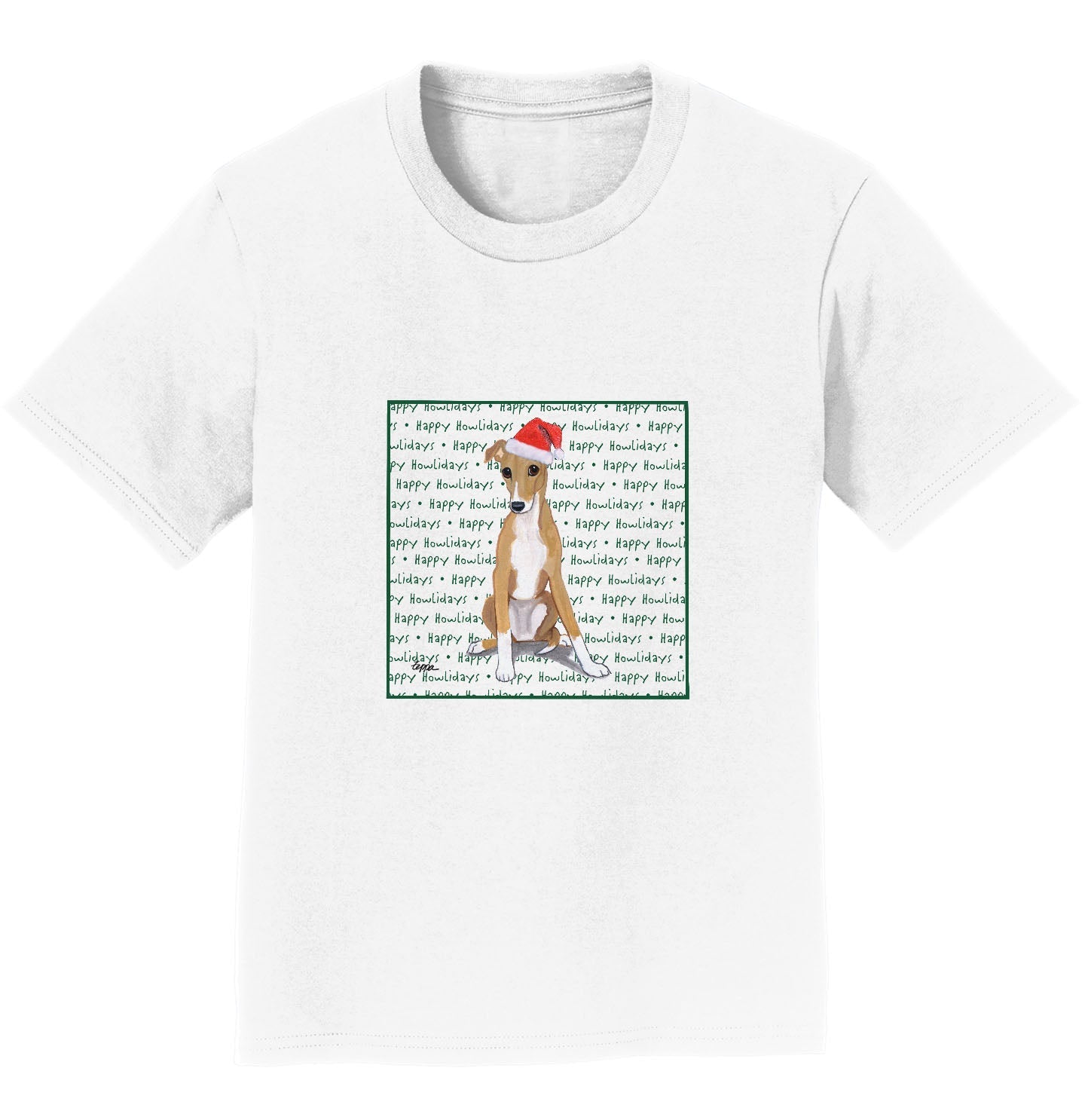 Greyhound Puppy Happy Howlidays Text - Kids' Unisex T-Shirt