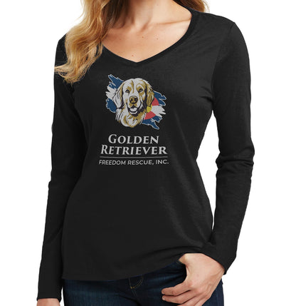 GRFR Main Logo Full Front - Women's V-Neck Long Sleeve T-Shirt