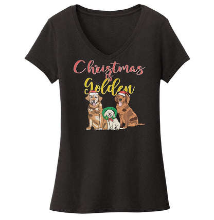 GRRMF Christmas Is Golden - Women's V-Neck T-Shirt