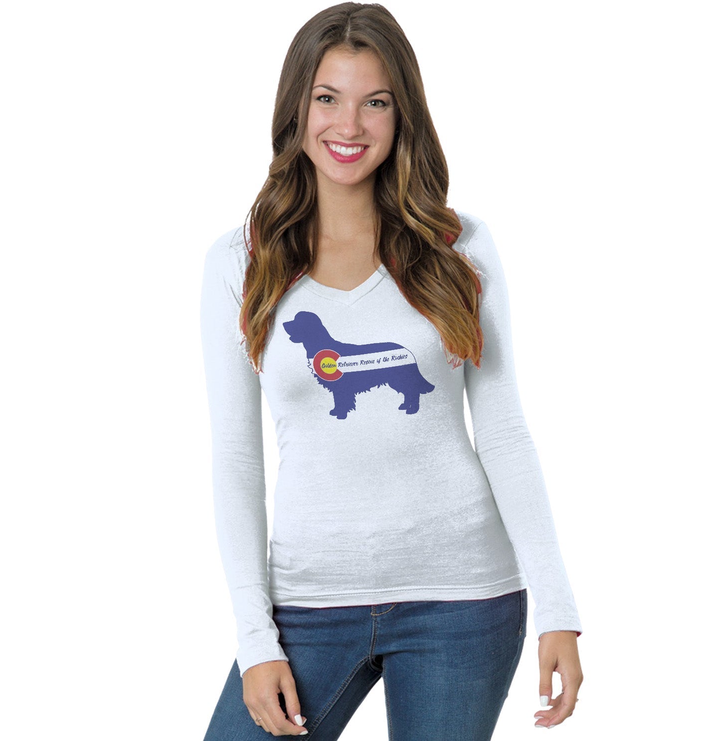 GRRR Golden Silhouette - Women's V-Neck Long Sleeve T-Shirt