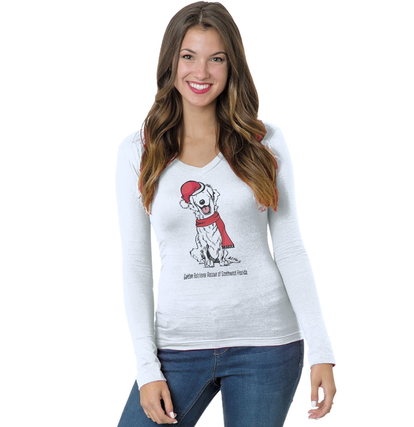 GRRSWFL Golden Holiday - Women's V-Neck Long Sleeve T-Shirt