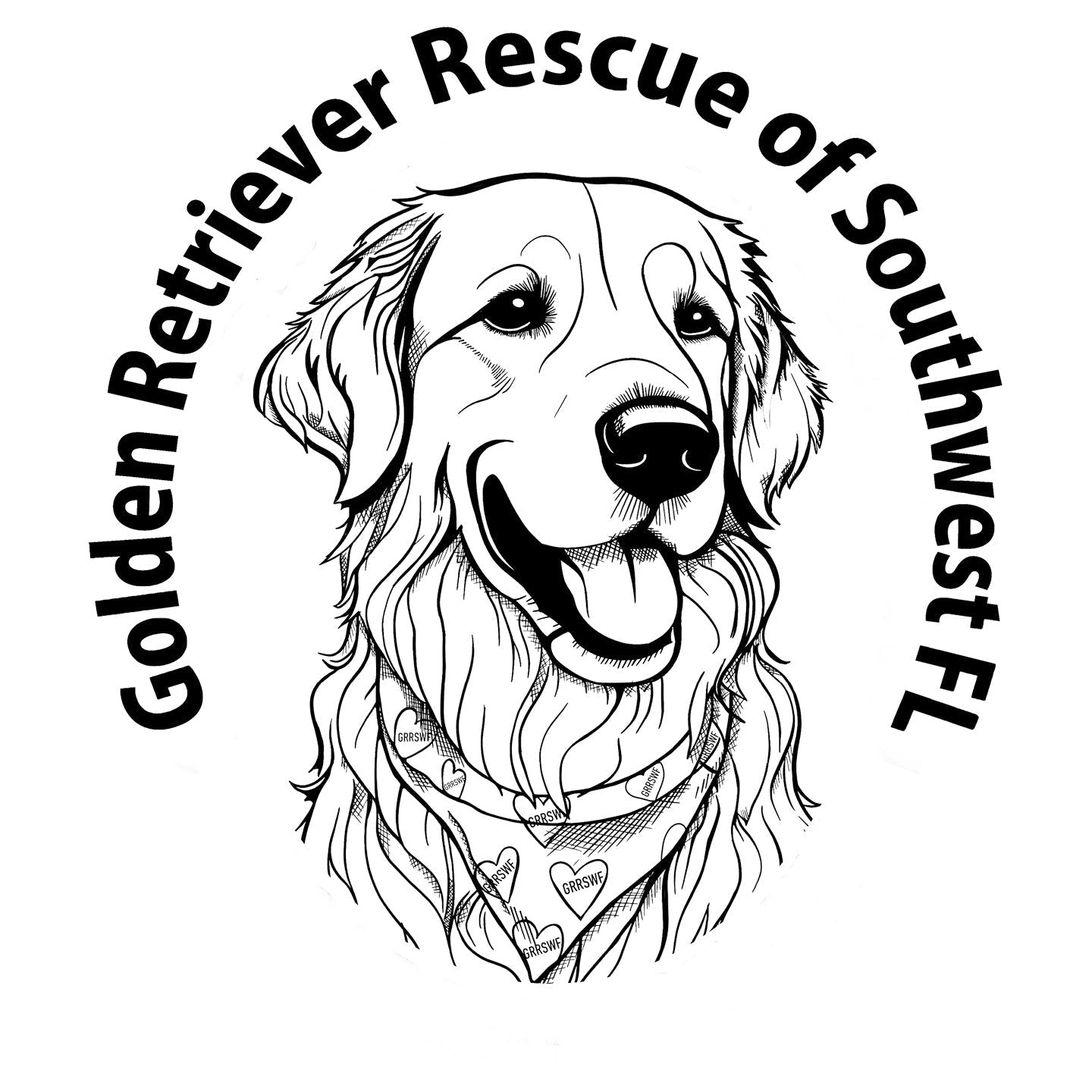 GRRSWF Bandana Dog Sketch Logo - Adult Unisex T-Shirt
