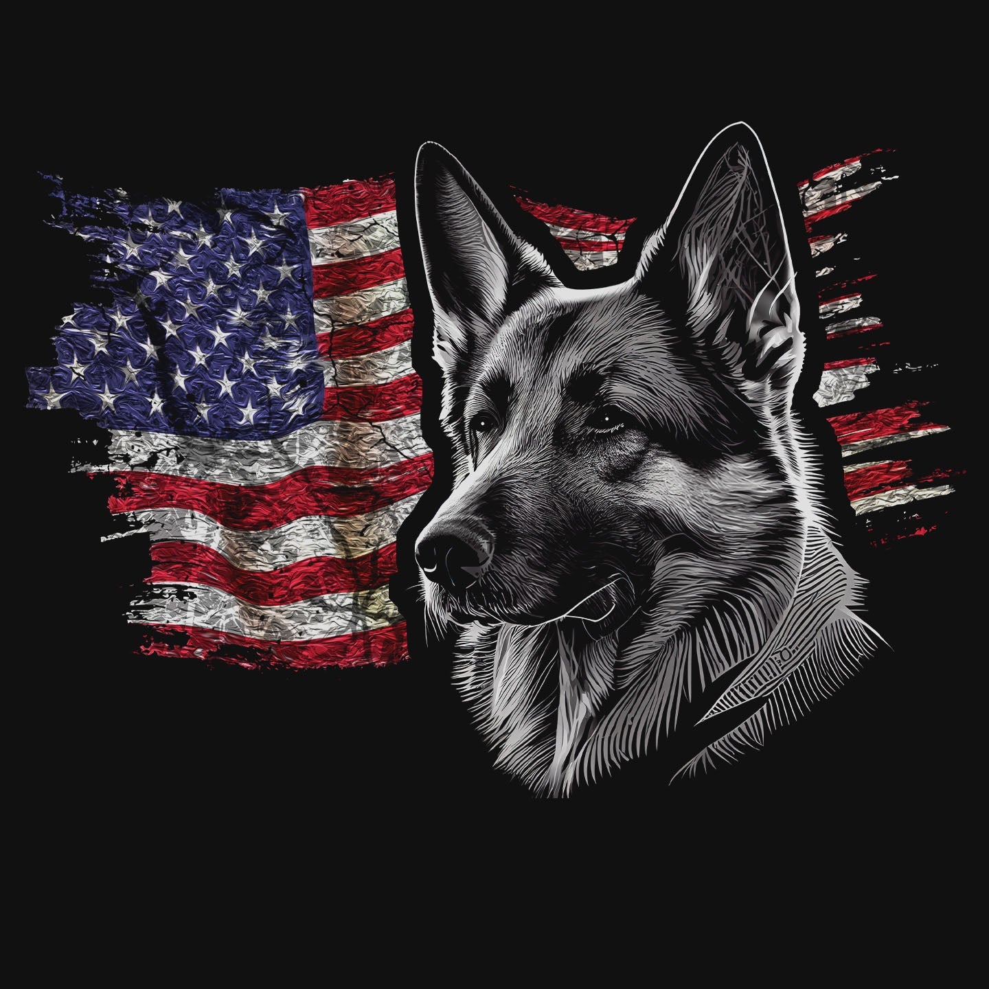Patriotic German Shepherd Dog American Flag - Women's V-Neck T-Shirt