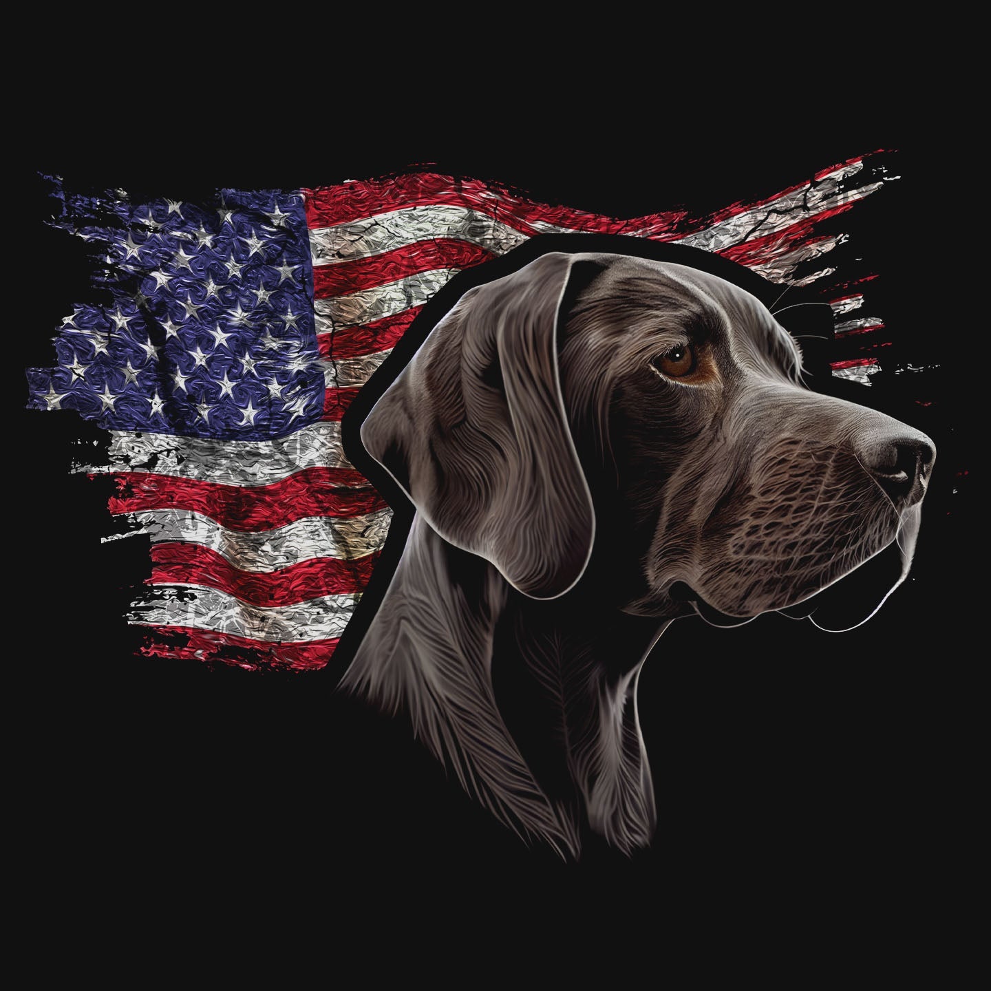 Patriotic German Shorthaired Pointer American Flag - Adult Unisex T-Shirt