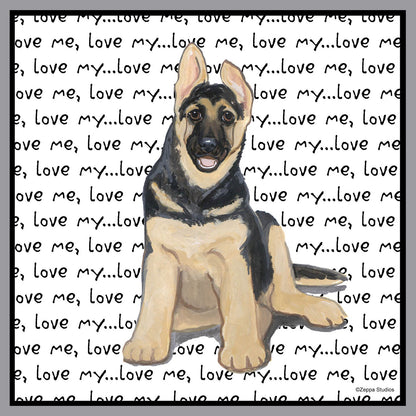 German Shepherd Puppy Love Text - Adult Unisex Crewneck Sweatshirt