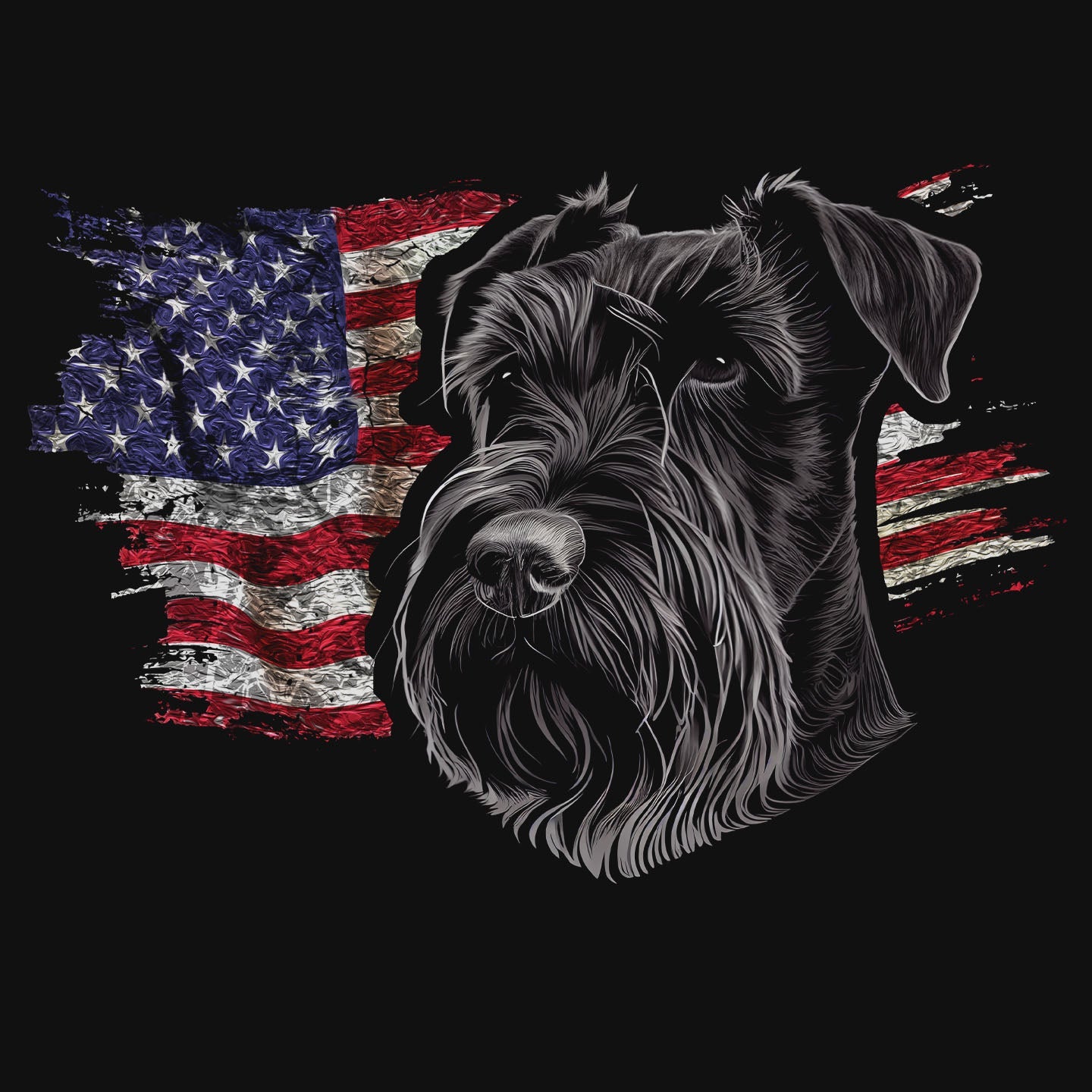 Patriotic Giant Schnauzer American Flag - Women's V-Neck T-Shirt