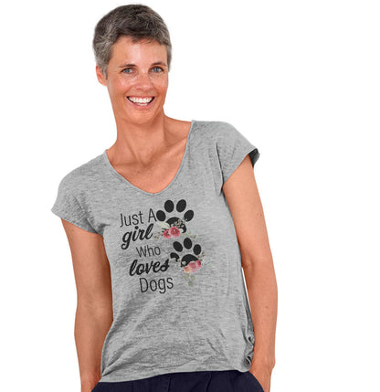 Just A Girl Who Loves Dogs - Women's V-Neck T-Shirt