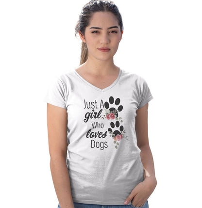 Just A Girl Who Loves Dogs - Women's V-Neck T-Shirt