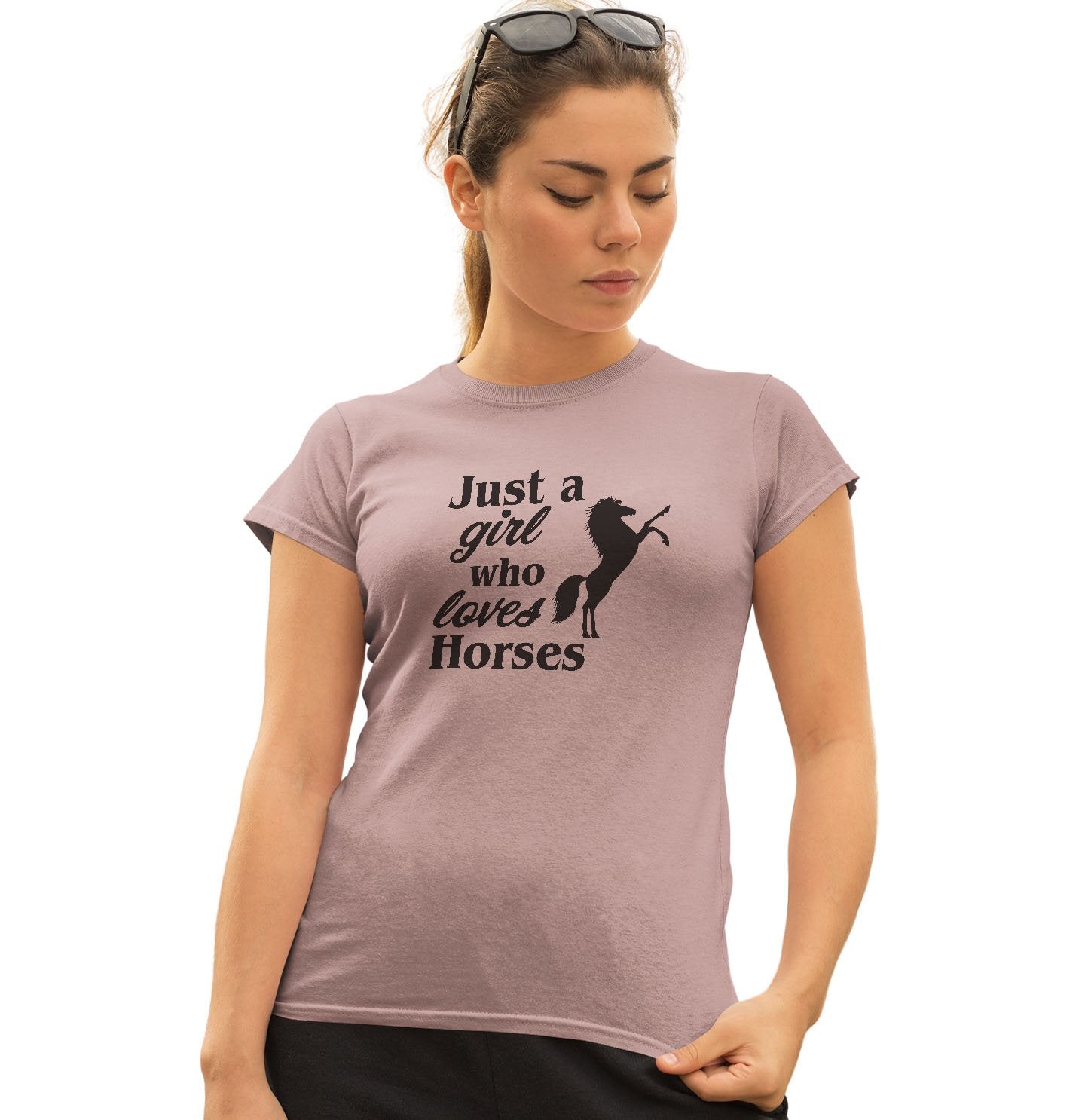 Animal Pride - Just A Girl Who Loves Horses Silhouette - Women's Fitted T-Shirt