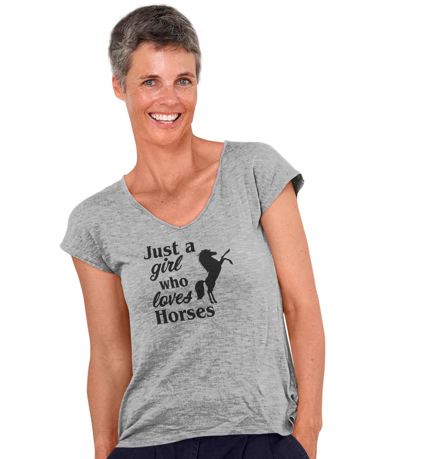 Just A Girl Who Loves Horses Silhouette - Women's V-Neck T-Shirt