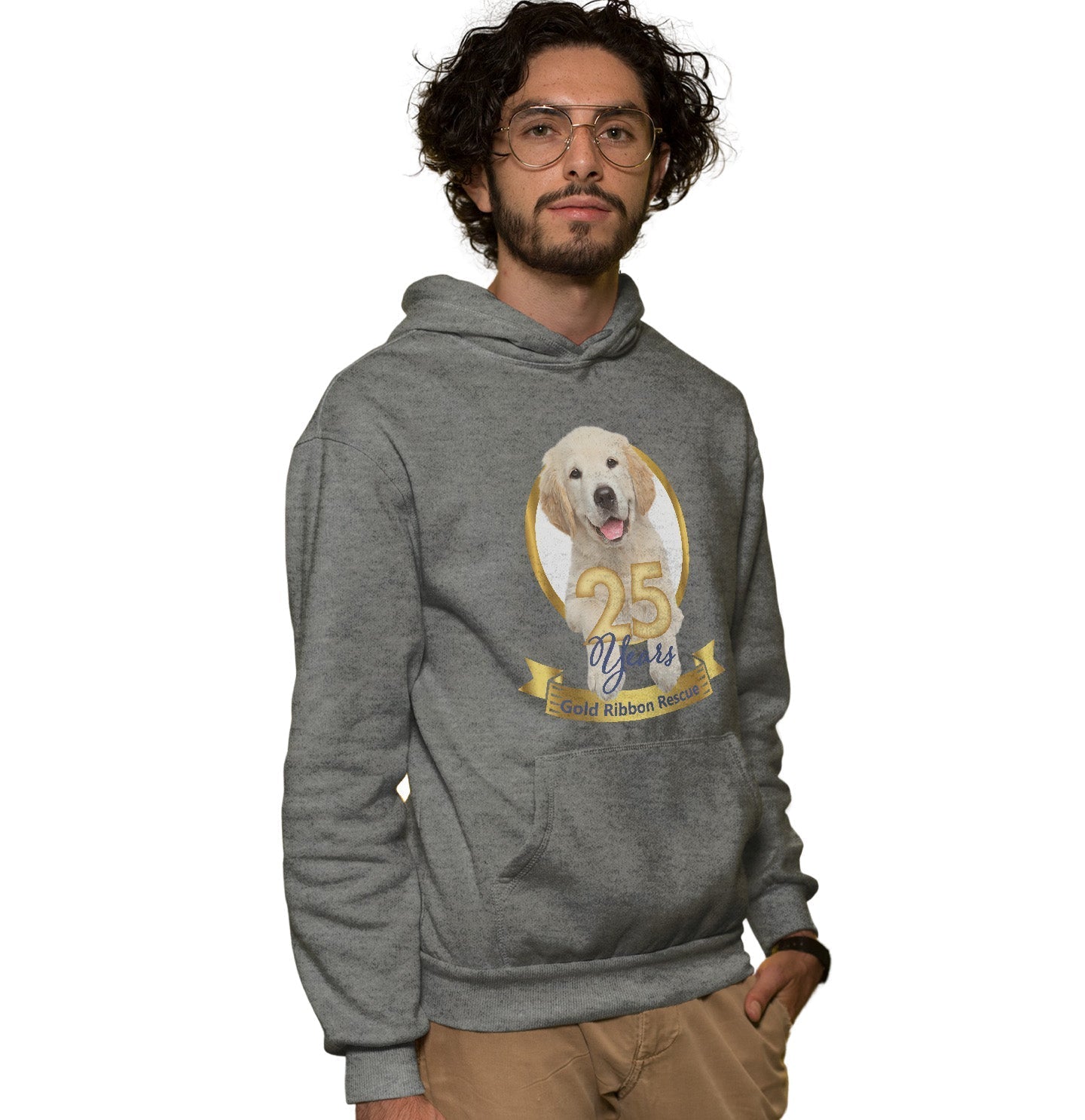 Gold Ribbon 25 Years Puppy - Adult Unisex Hoodie Sweatshirt