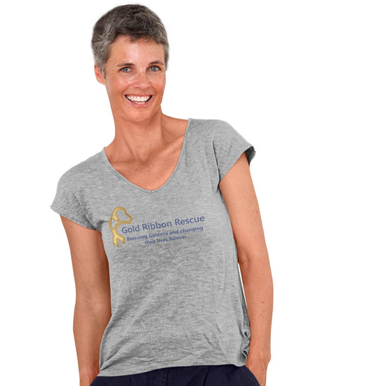 Gold Ribbon Logo - Women's V-Neck T-Shirt