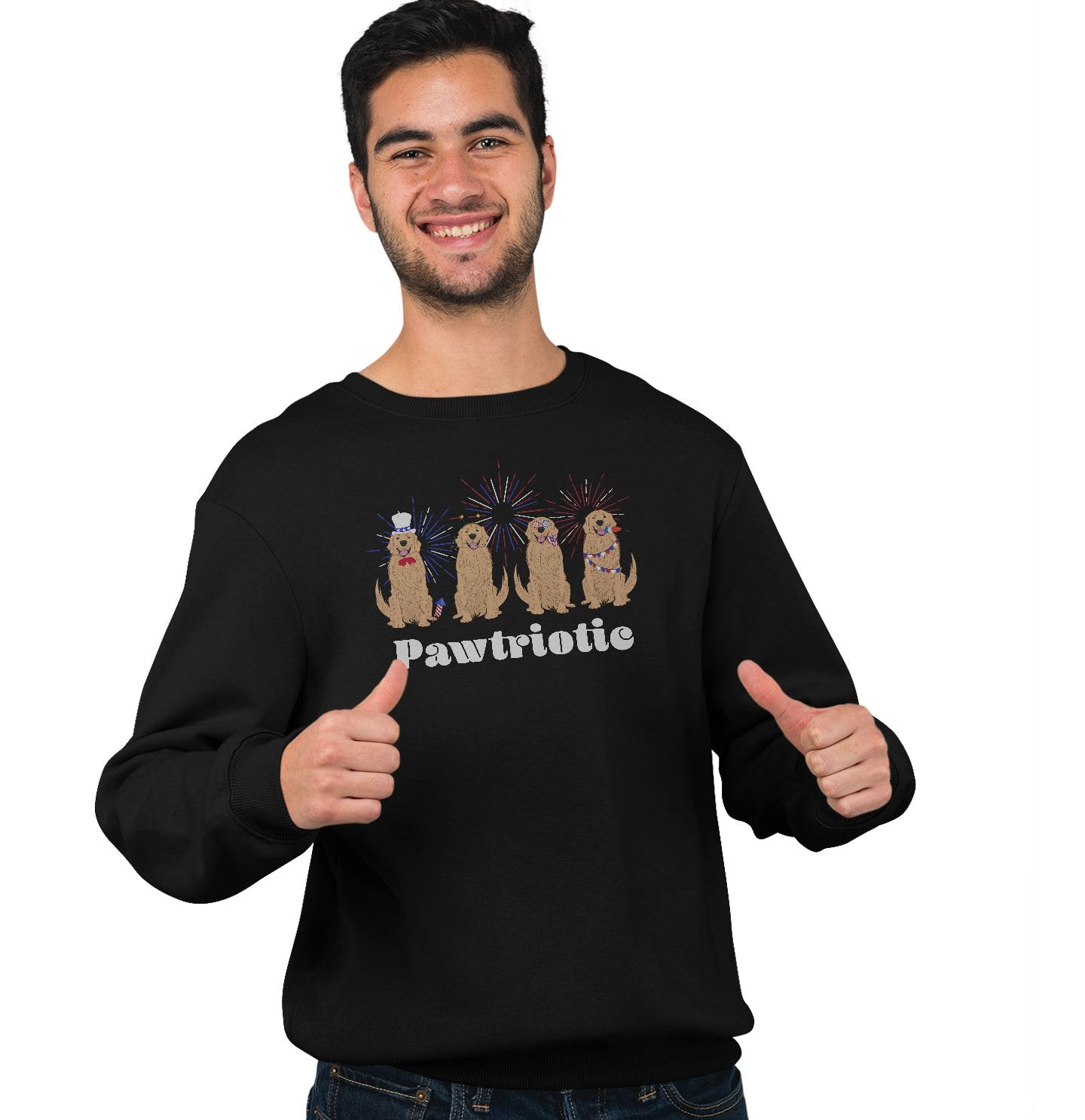 4th of July Patriotic Golden Retrievers - Adult Unisex Crewneck Sweatshirt