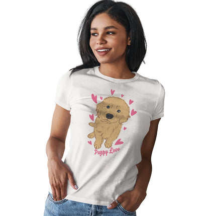 Golden Retriever Puppy Love - Women's Fitted T-Shirt