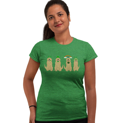 Golden Retriever Luck Line Up - Women's Fitted T-Shirt