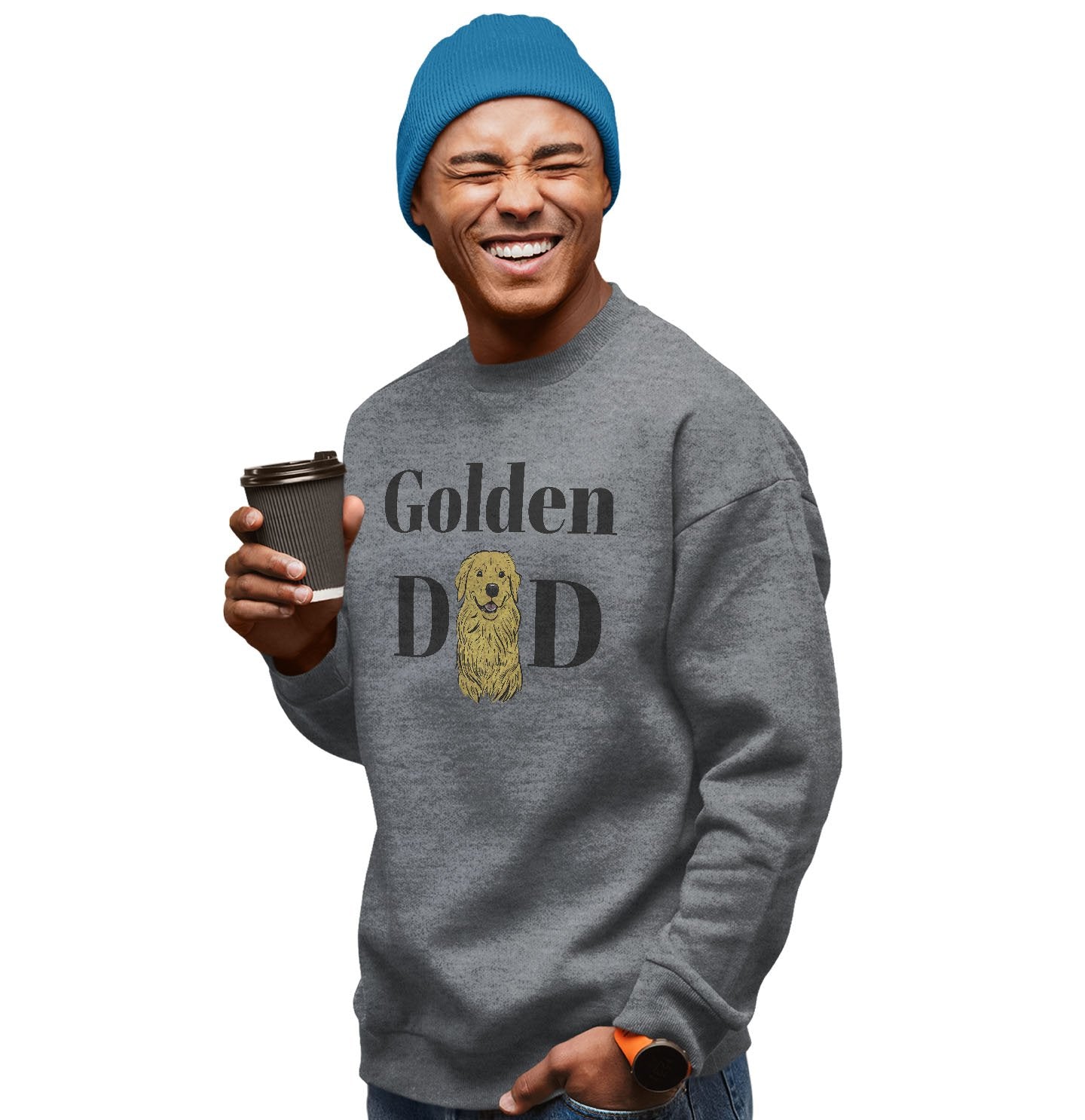 Animal Pride - Golden Dad Illustration - Adult Unisex Crewneck Sweatshirt